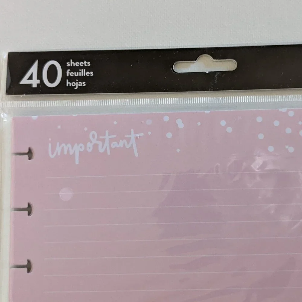 NWT Happy Planner 40 pgs 'Important' Multi Color Classic Sheet Filler Paper Pack